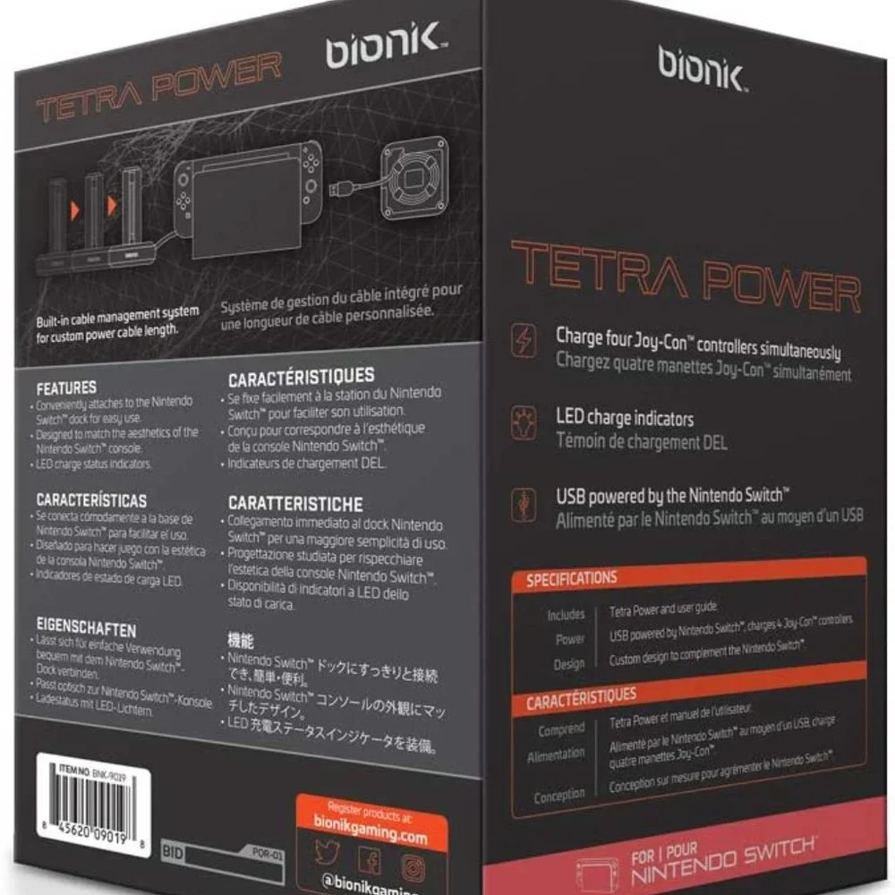 Bionik Tetra Power - Nintendo Switch Joy Con Charging Dock (4 Controllers)